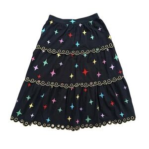 Gorman Twinkle Twinkle Little Skirt Womens Size 12 Black Stars Tiered Whimsigoth